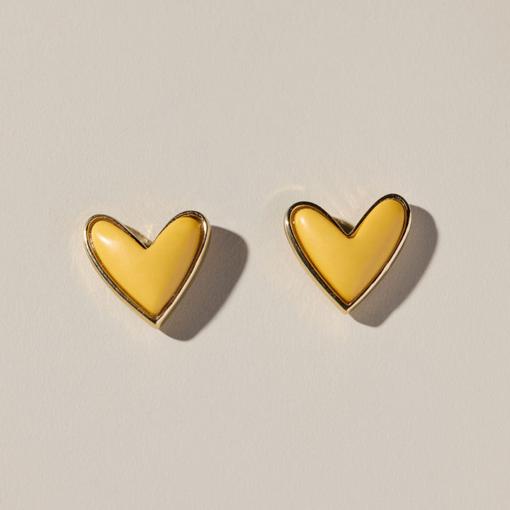 Yellow Stone Sweetheart Studs