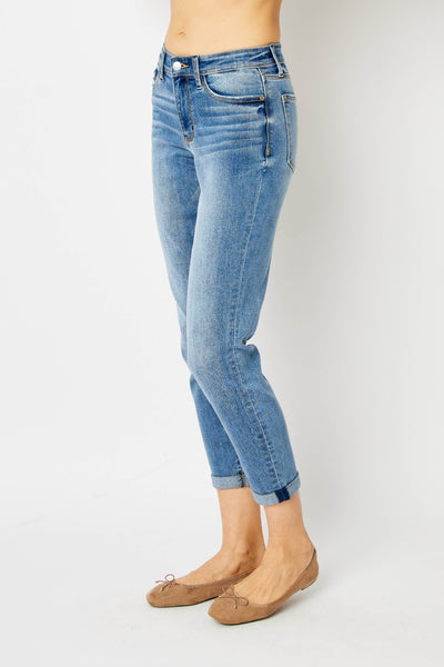 Judy Blue Full Size Cuffed Hem Slim Jeans - Sybaritic Bags & Clothing