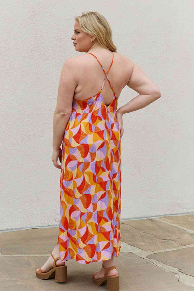 And The Why Full Size Printed Sleeveless Maxi Dress - Sybaritic Bags & Clothing