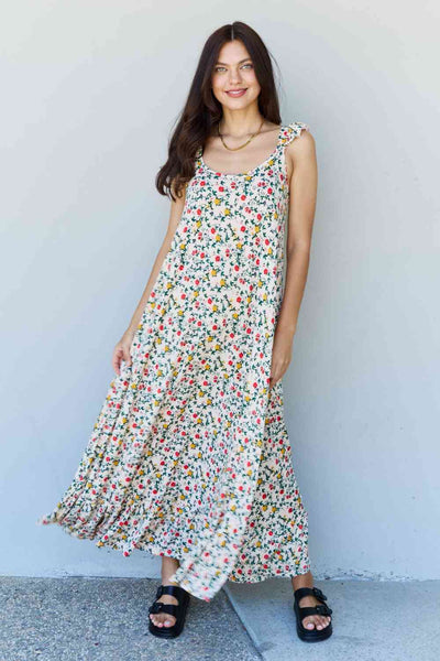 Doublju In The Garden Ruffle Floral Maxi Dress in Natural Rose - Sybaritic Bags & Clothing