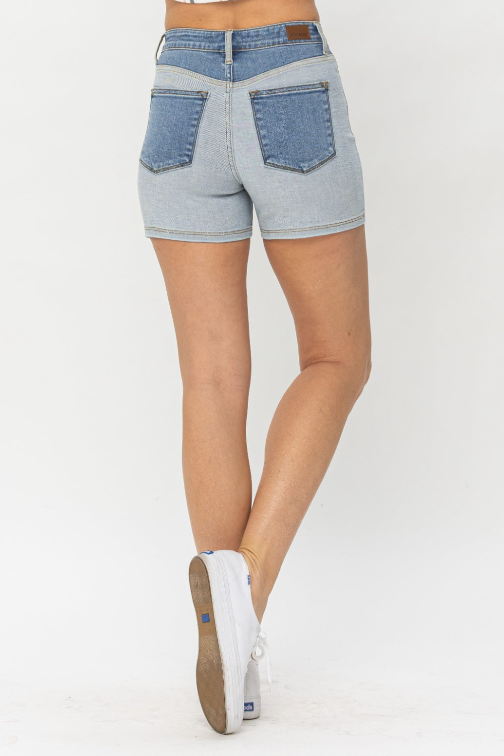Judy Blue Full Size Color Block Denim Shorts - Sybaritic Bags & Clothing
