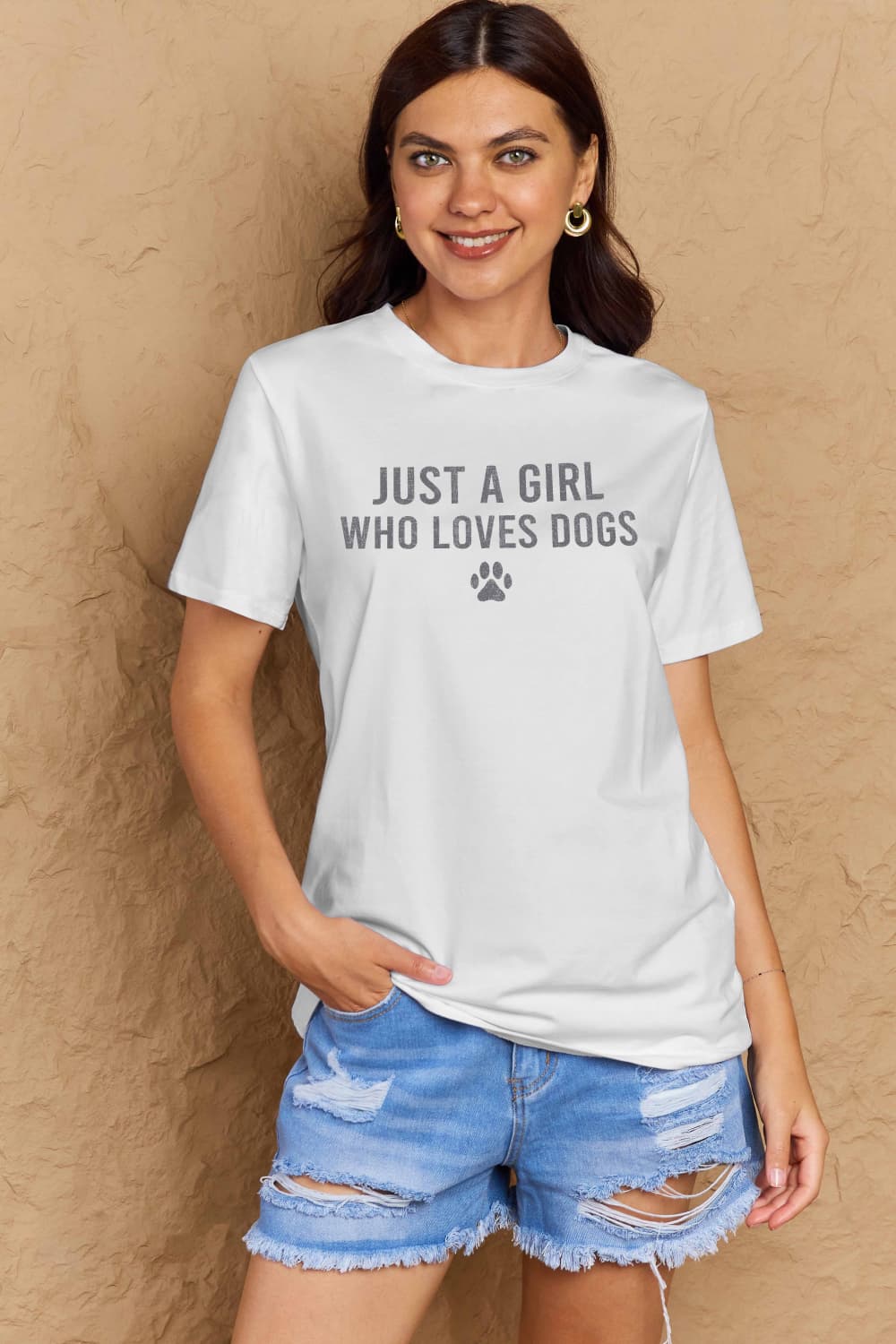 Simply Love Full Size Dog Paw Graphic Cotton T-Shirt - Sybaritic Bags & Clothing