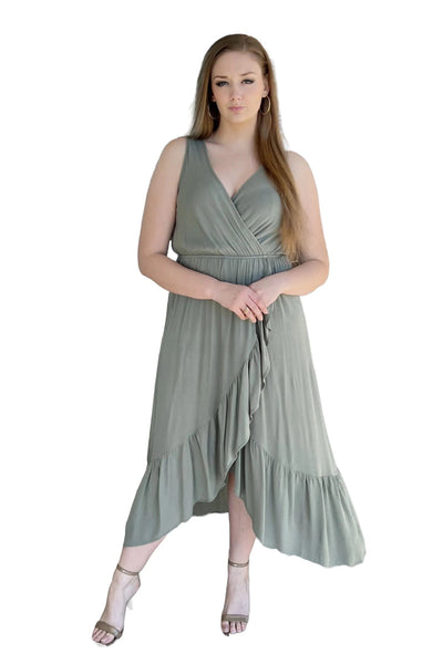 Beautiful Wrap Illusion Dress Dress Final Touch Small Sage Green 