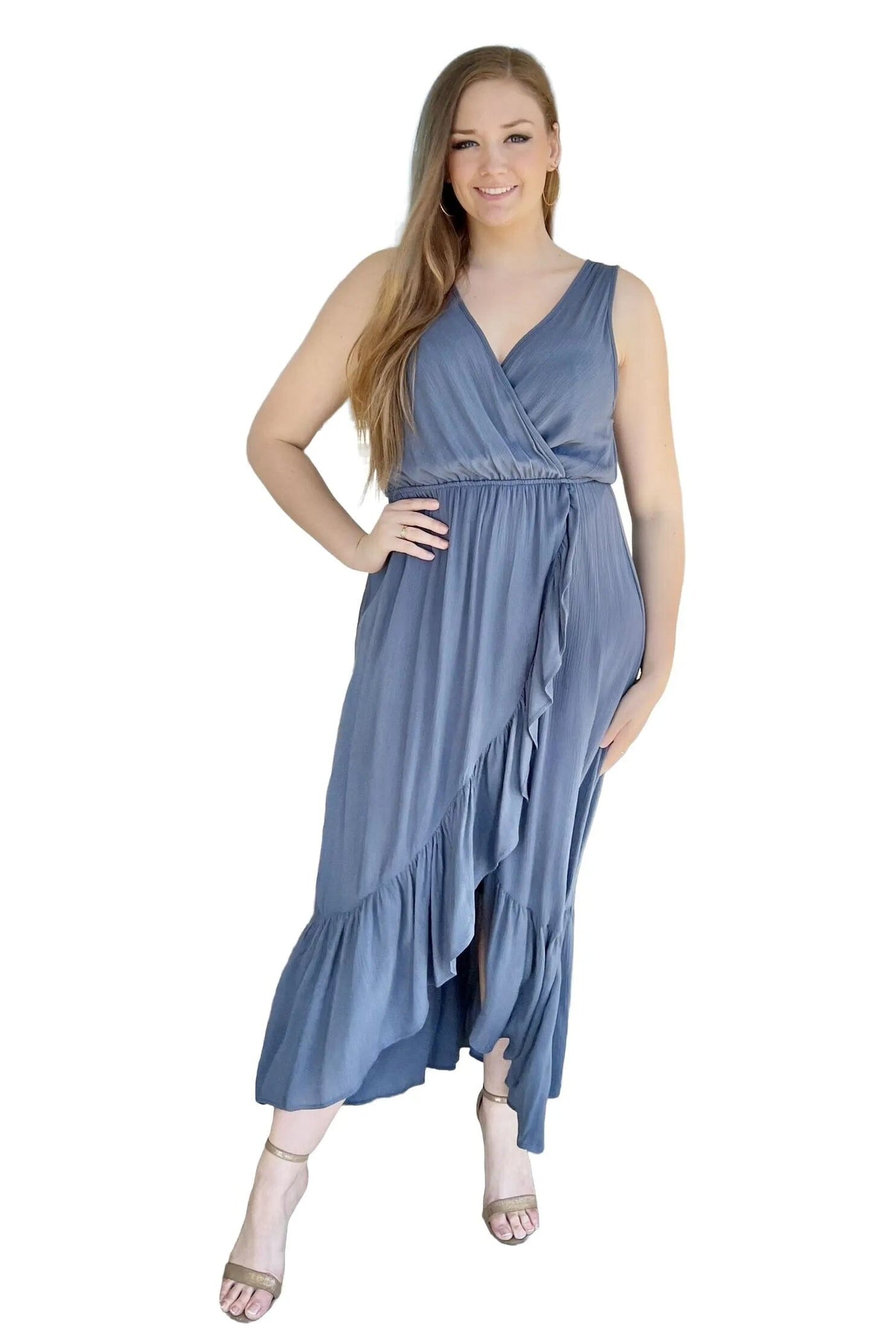 Beautiful Wrap Illusion Dress Dress Final Touch Small Slate Blue 