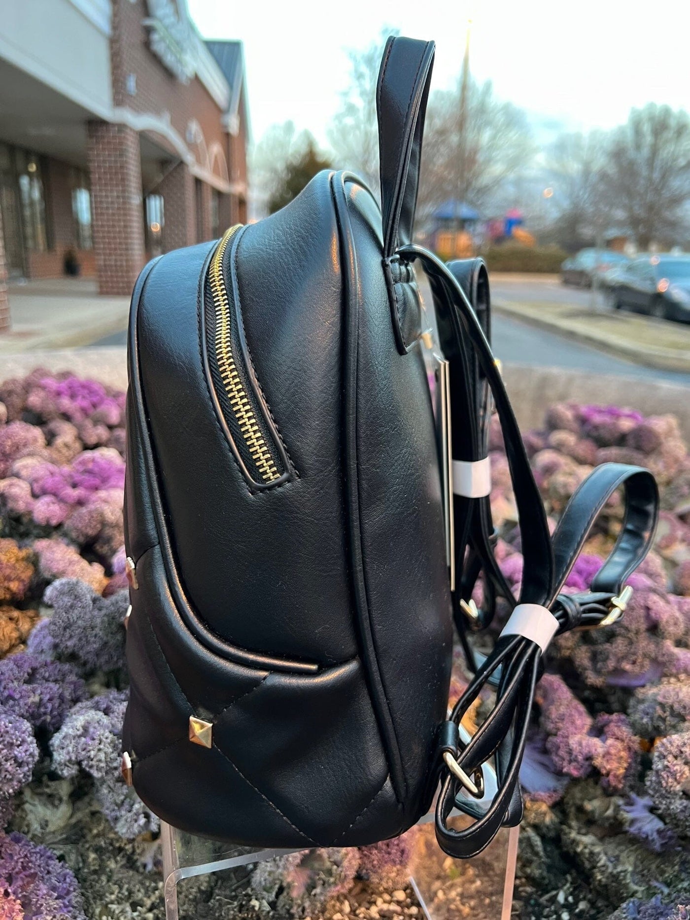 Black Quilted Design Mini Backpack Backpack Isabelle 