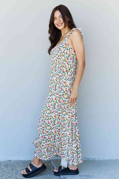 Doublju In The Garden Ruffle Floral Maxi Dress in Natural Rose - Sybaritic Bags & Clothing