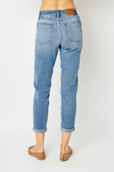 Judy Blue Full Size Cuffed Hem Slim Jeans - Sybaritic Bags & Clothing