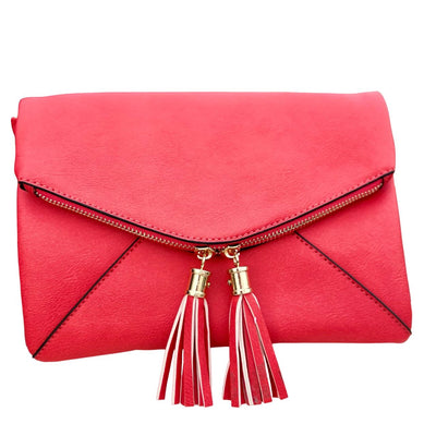 Envelope Style Foldover Clutch or Crossbody Handbag Handbag Deluxity 