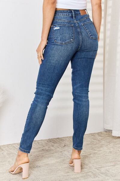 Judy Blue Full Size High Waist Distressed Slim Jeans - Sybaritic Bags & Clothing
