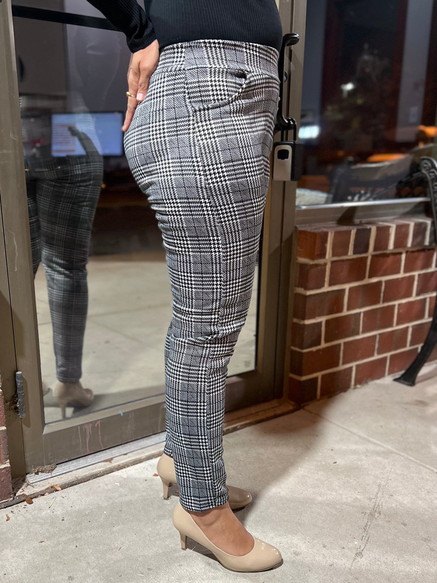 Stylish Fleece Lined Plaid Slacks / Pants Pants Lemite 